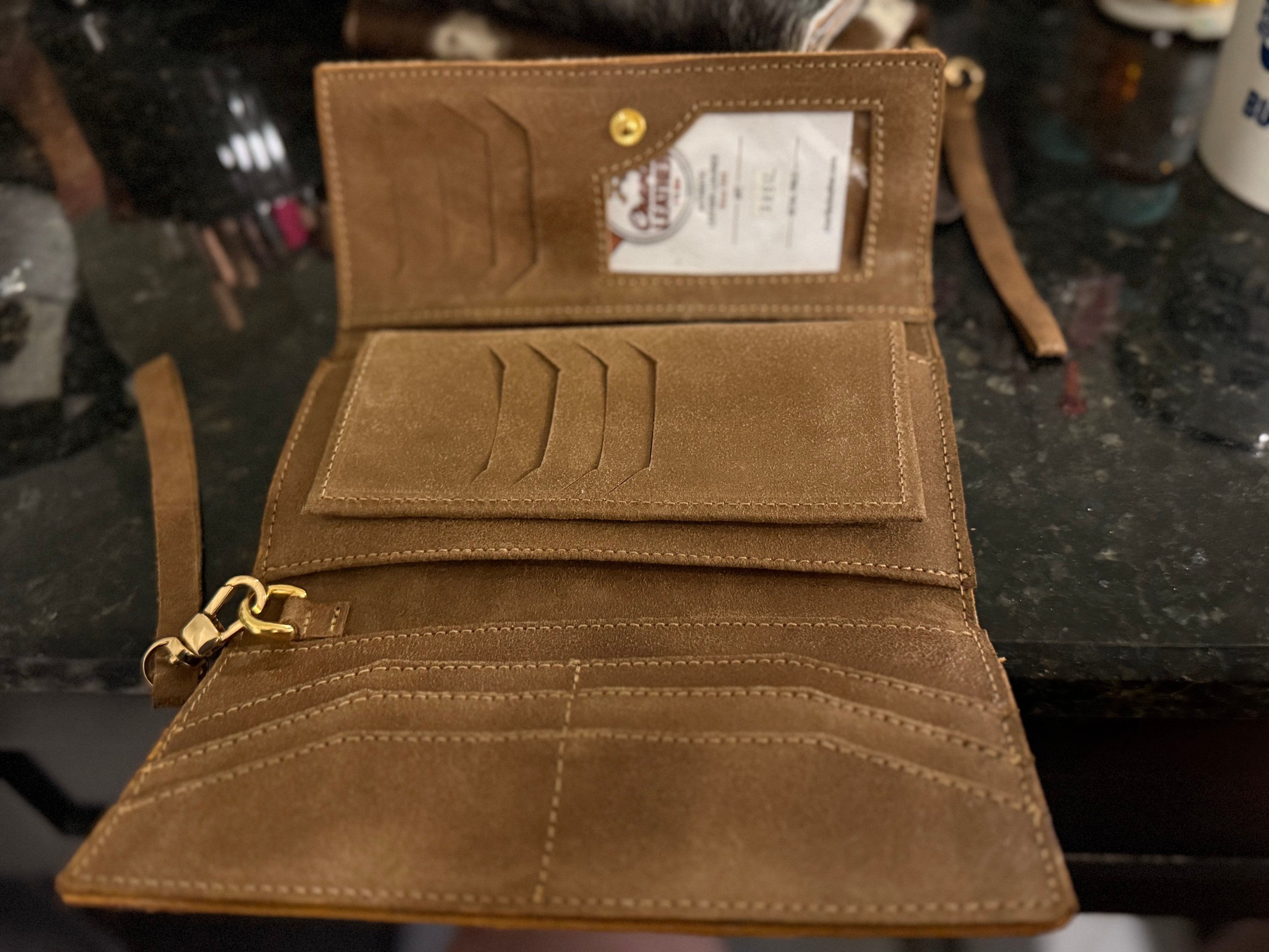 Whiskey Black & Co Charlie's Leather Wallet (Style 4) — hand-finished craftsmanship close-up