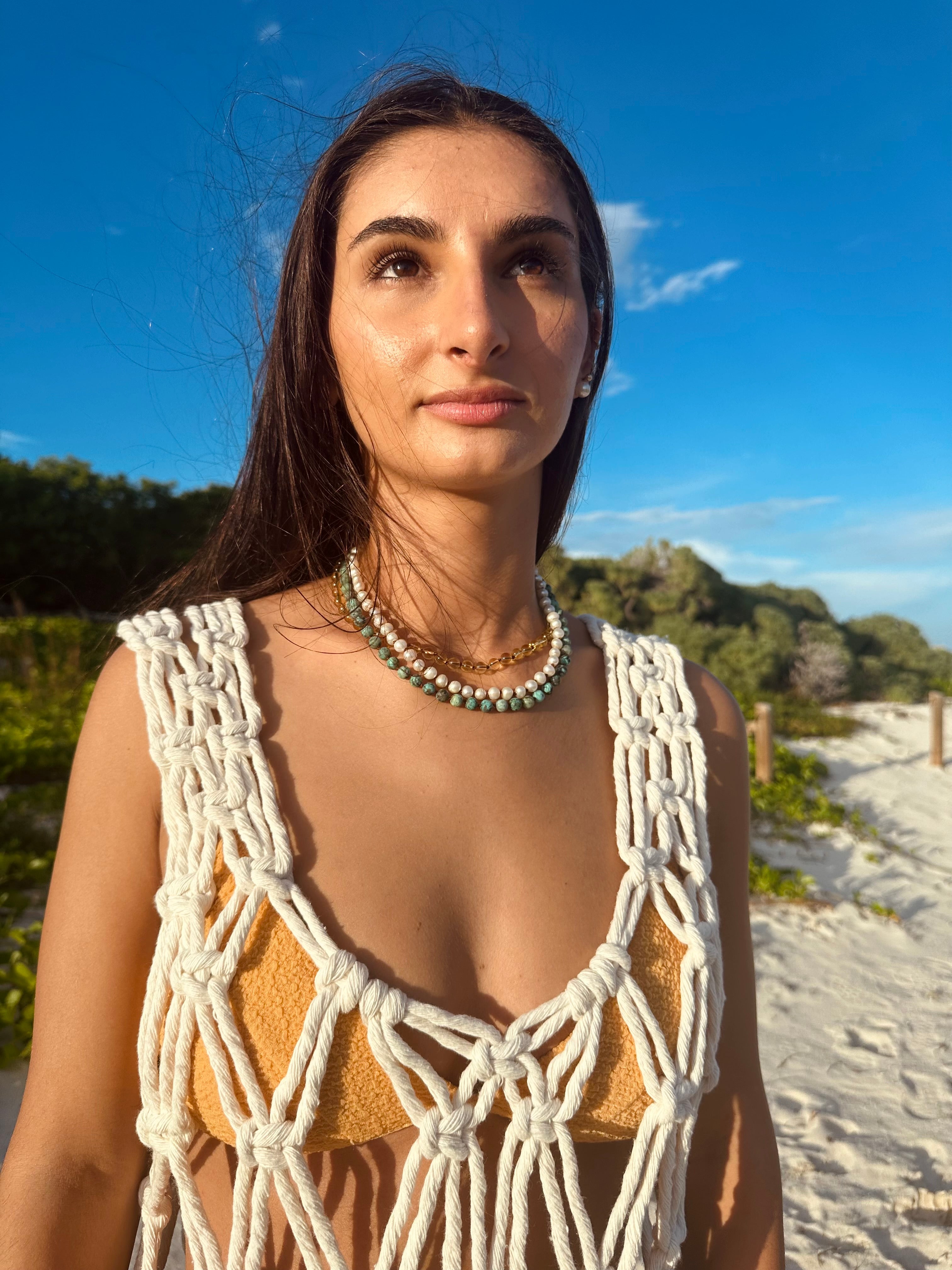 CanyonLeaf Pure Gemstone + Pearl || Necklace — detail close-up