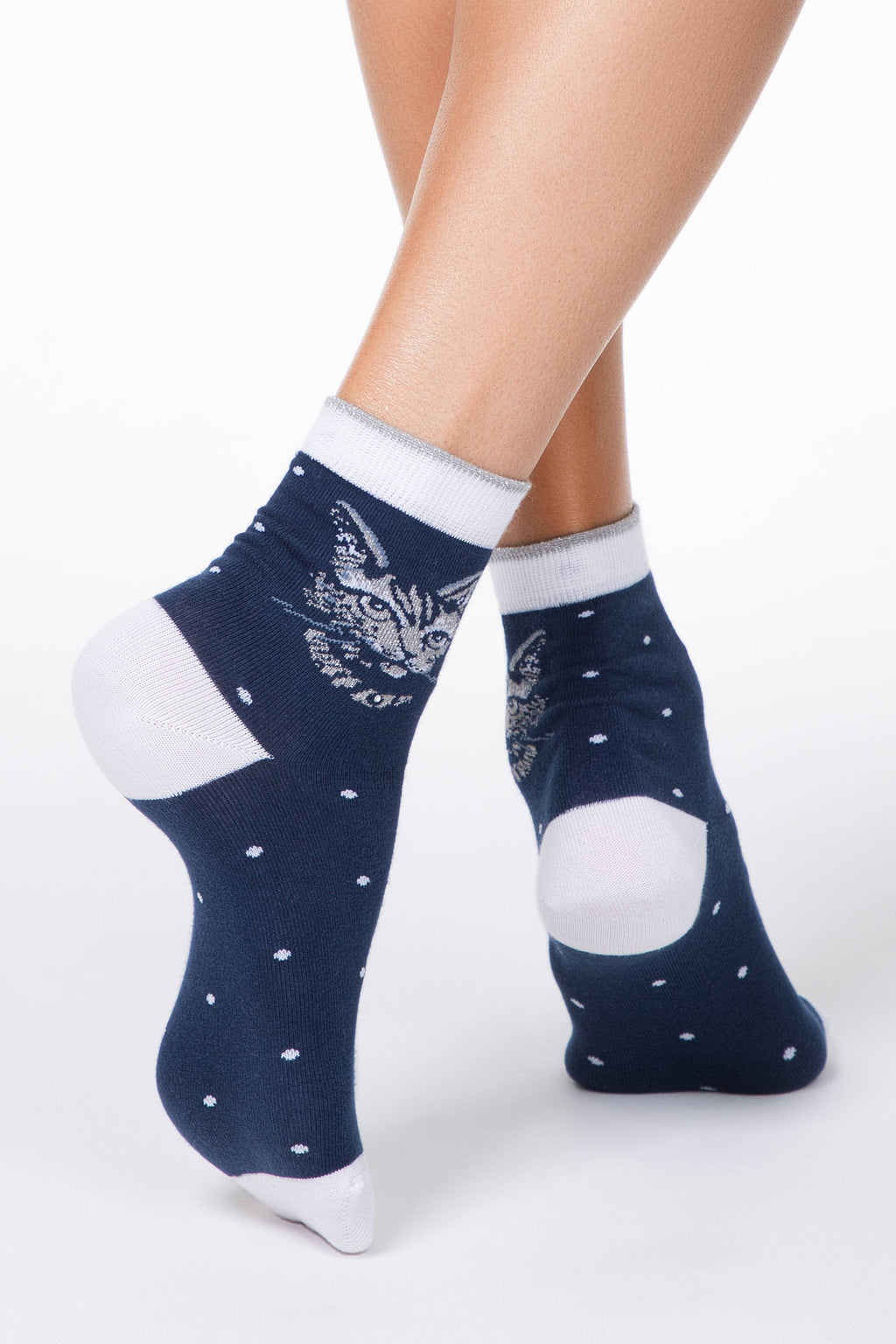 TheRanok.com Conte Elegant Cotton Socks (2 pairs) - Lady Cat — side view