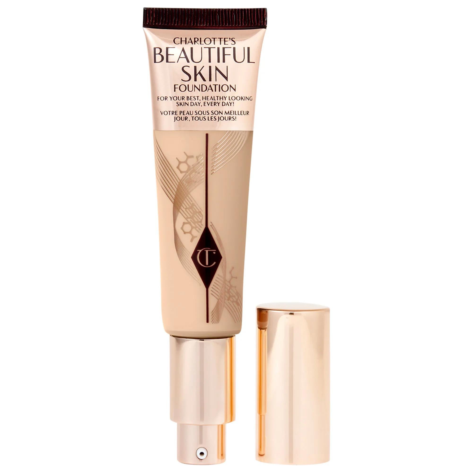 Charlotte Tilbury Beautiful Skin Medium Coverage Liquid Foundation with Hyaluronic Acid - Vegan, Cruelty-Free, 16-Hour Wear