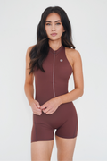 KIMITH BRAND I am Limitless Zipper Bodysuit in Chocolate — main product shot