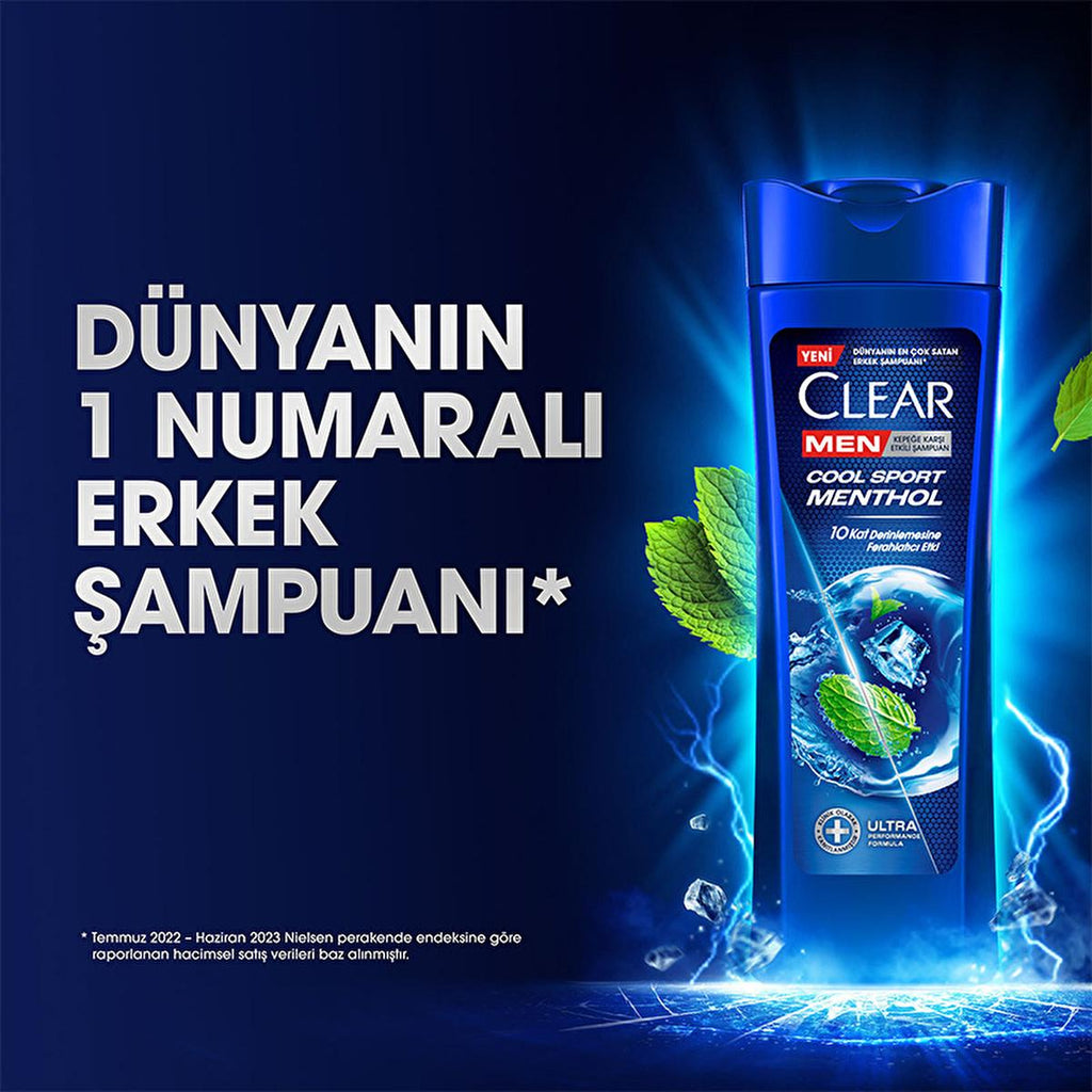 Clear Men Cool Sport Menthol Anti-Dandruff Shampoo - Itch Relief, Oily Scalp Control, Refreshing Menthol - 11.83 fl oz