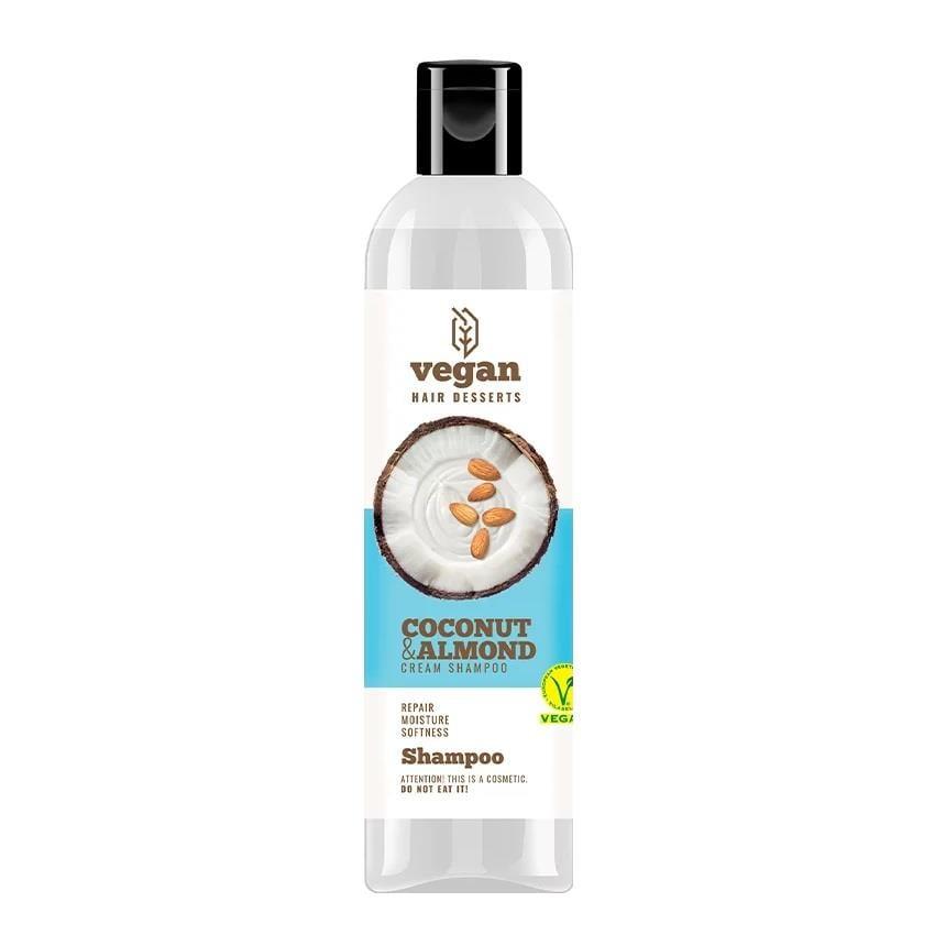 Vegan Hair Dessert Coconut & Almond Cream Shampoo: Deeply Moisturizing, Repairing Vegan Shampoo for Dry, Damaged Hair - Natural Coconut & Almond Oil Hair Care