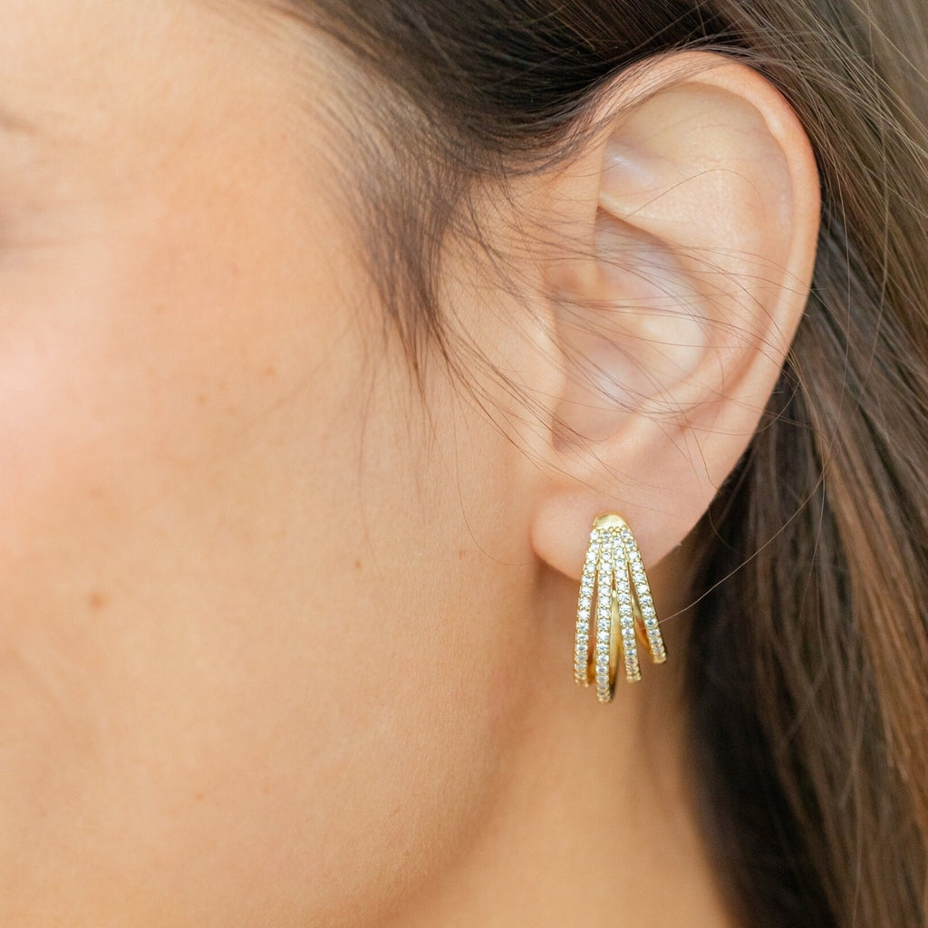 KADOU BOUTIQUE Pave Curved Hoops — lifestyle context