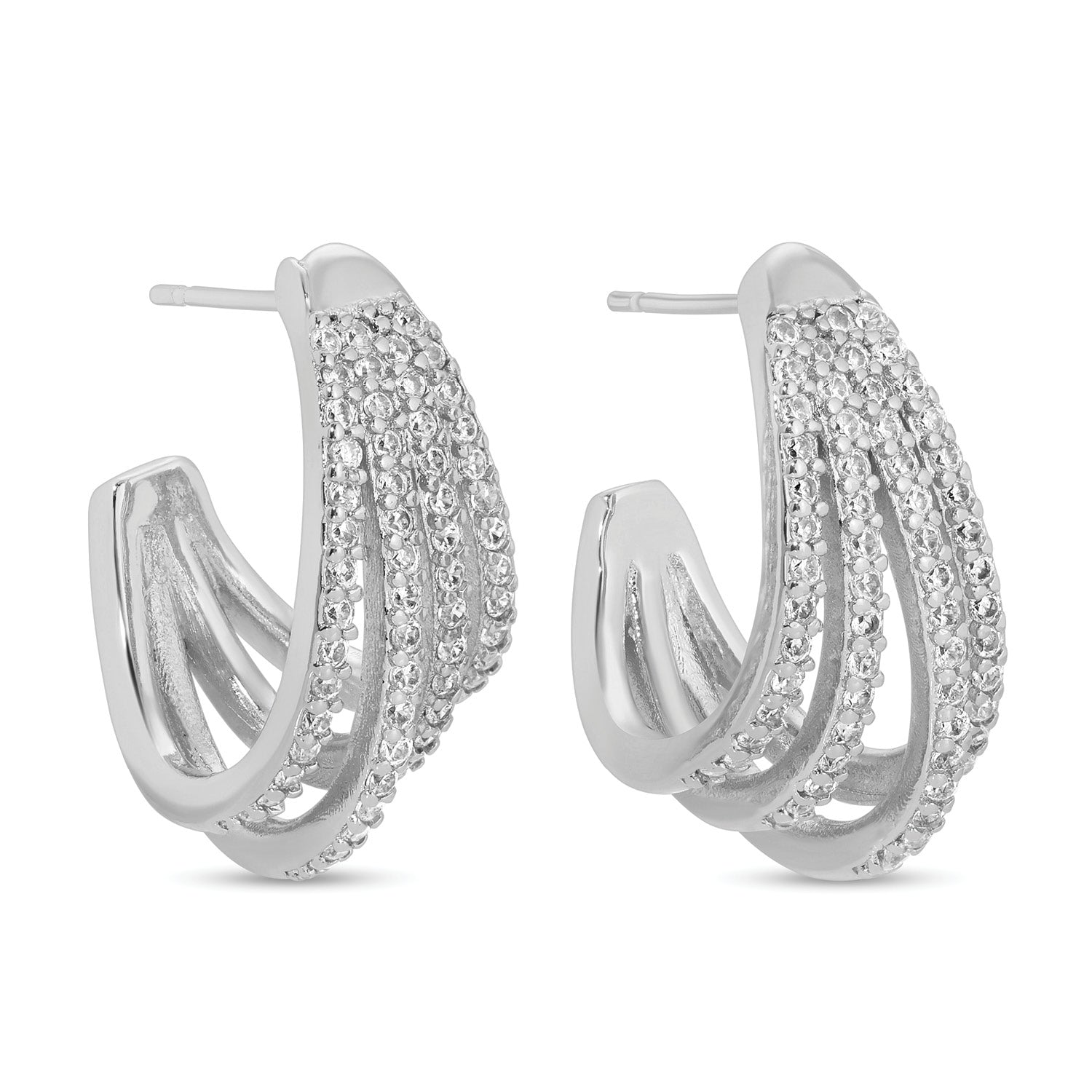 KADOU BOUTIQUE Pave Curved Hoops — detail close-up