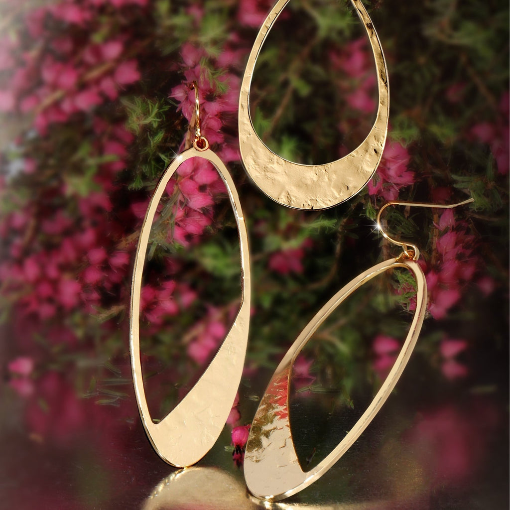 KADOU BOUTIQUE Gilded Oval Earrings — detail close-up
