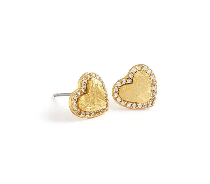 KADOU BOUTIQUE Etched Heart Pave Earrings — main product shot
