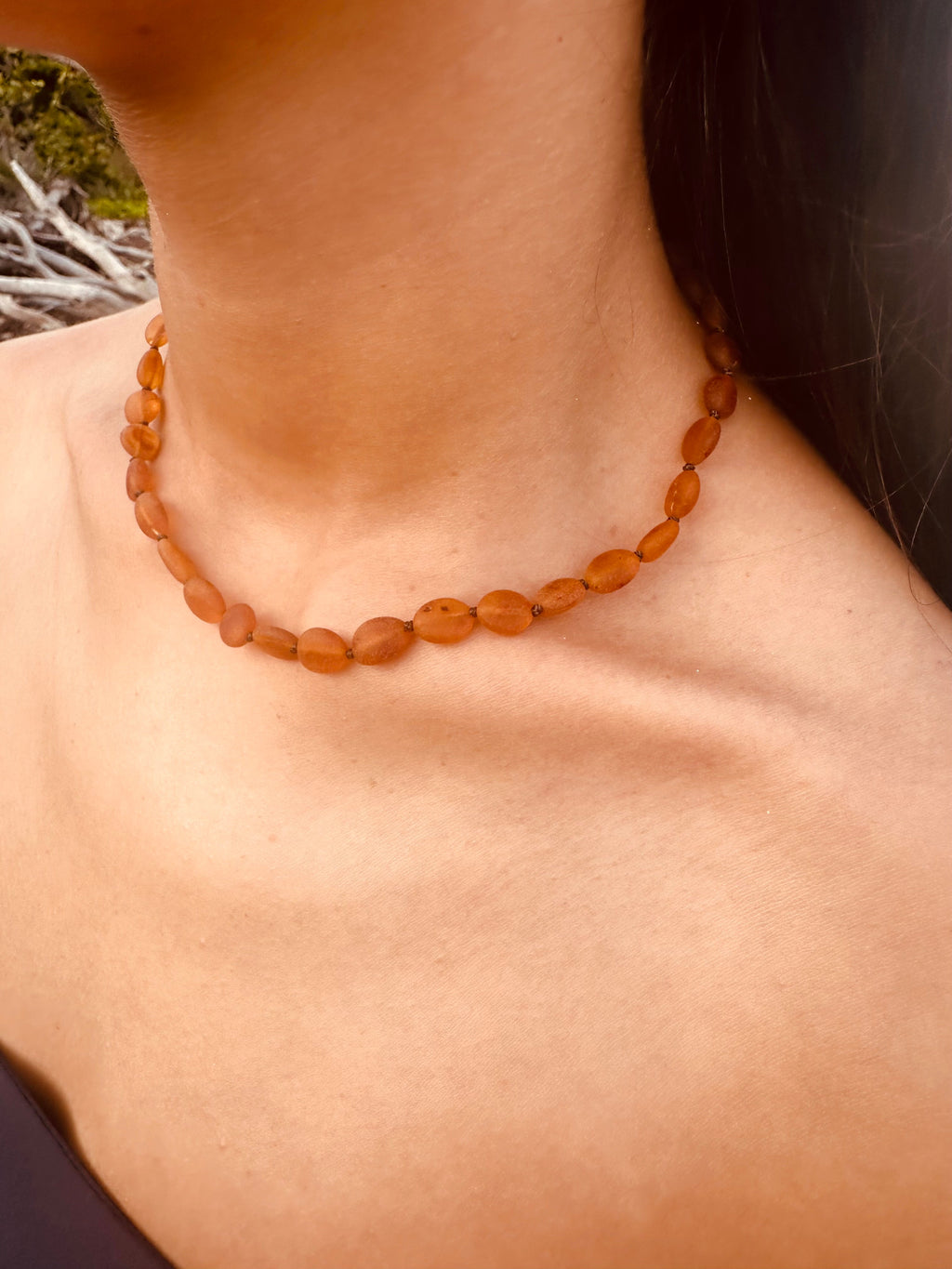 CanyonLeaf Raw Cognac Baltic Amber || Classic || Necklace — Cognac detail