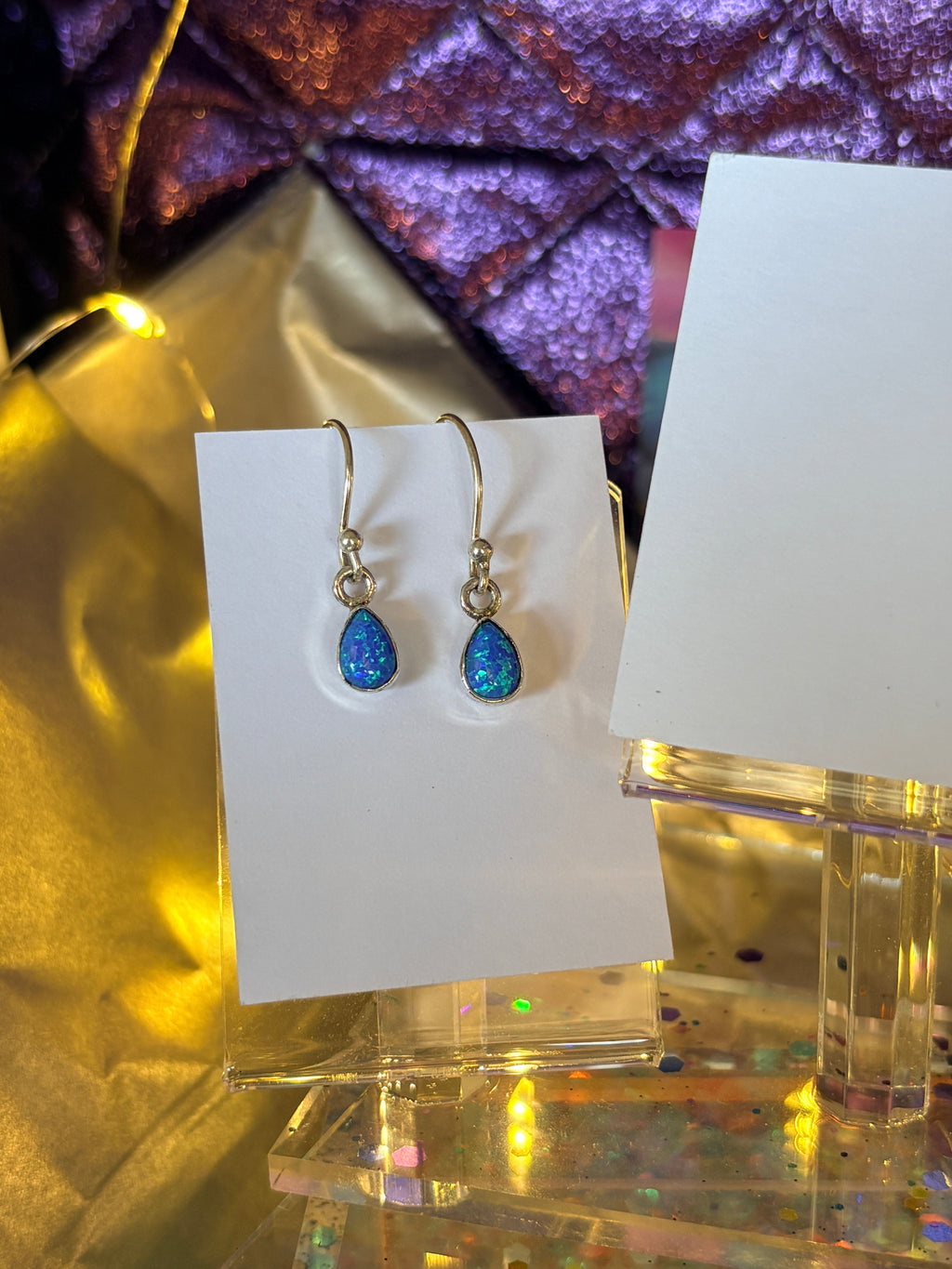 Just Neat Stuff Blue Opal Teardrops — in-use photo