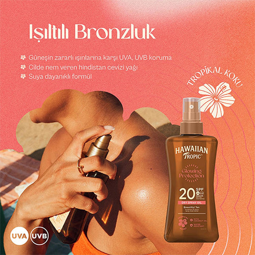 Hawaiian Tropic Glowing Protection SPF20 Sunscreen Oil: Tan & Moisturize with UVA/UVB Protection