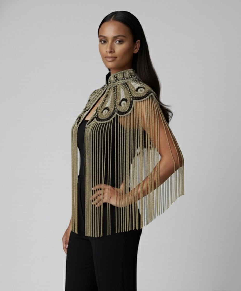 L'Jai Amor Gilded Fleur Cape — side view
