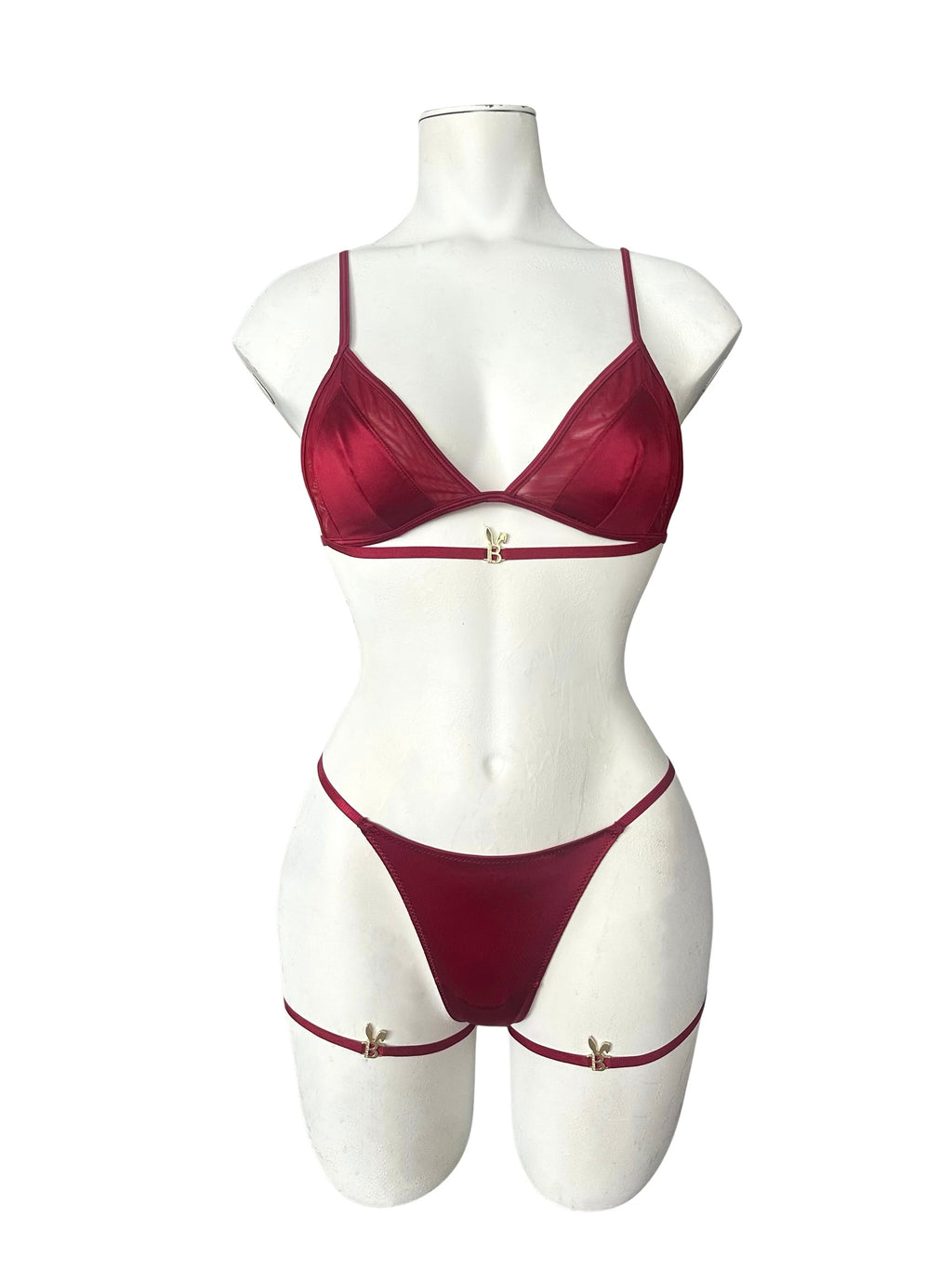 BUNNIES ROOM LINGERIE SET IN RED WINE — lifestyle context