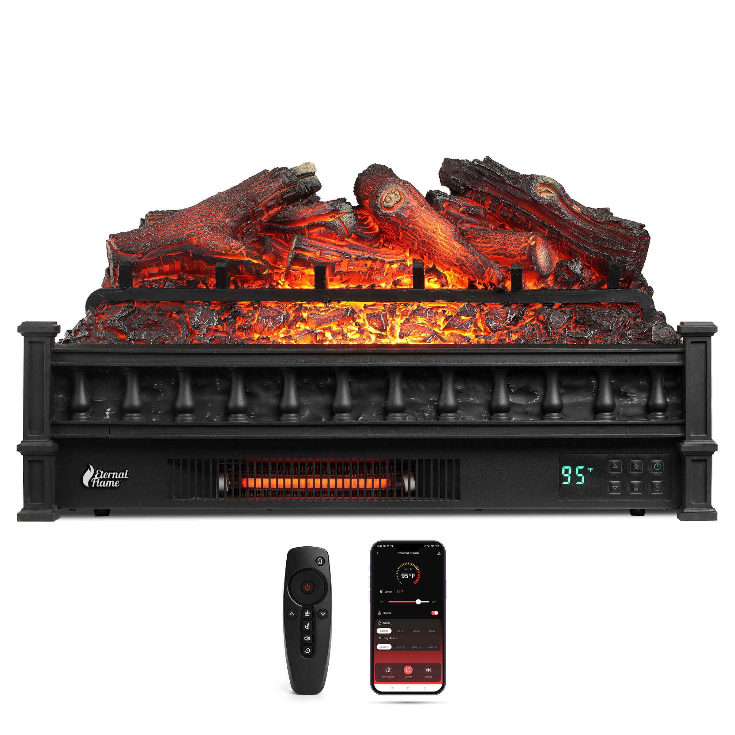 (Open Box) Eternal Flame EF26-LG Smart Electric Fireplace Logs, WiFi Enabled – TURBRO, view 17