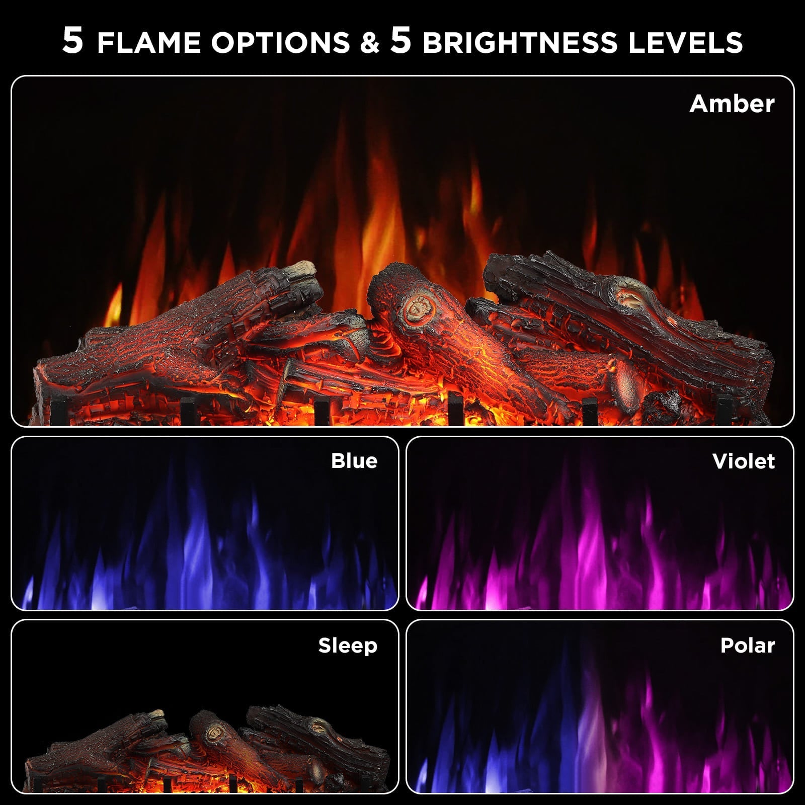 Eternal Flame EF26-LG Smart Electric Fireplace Logs, WiFi Enabled – TURBRO, view 5