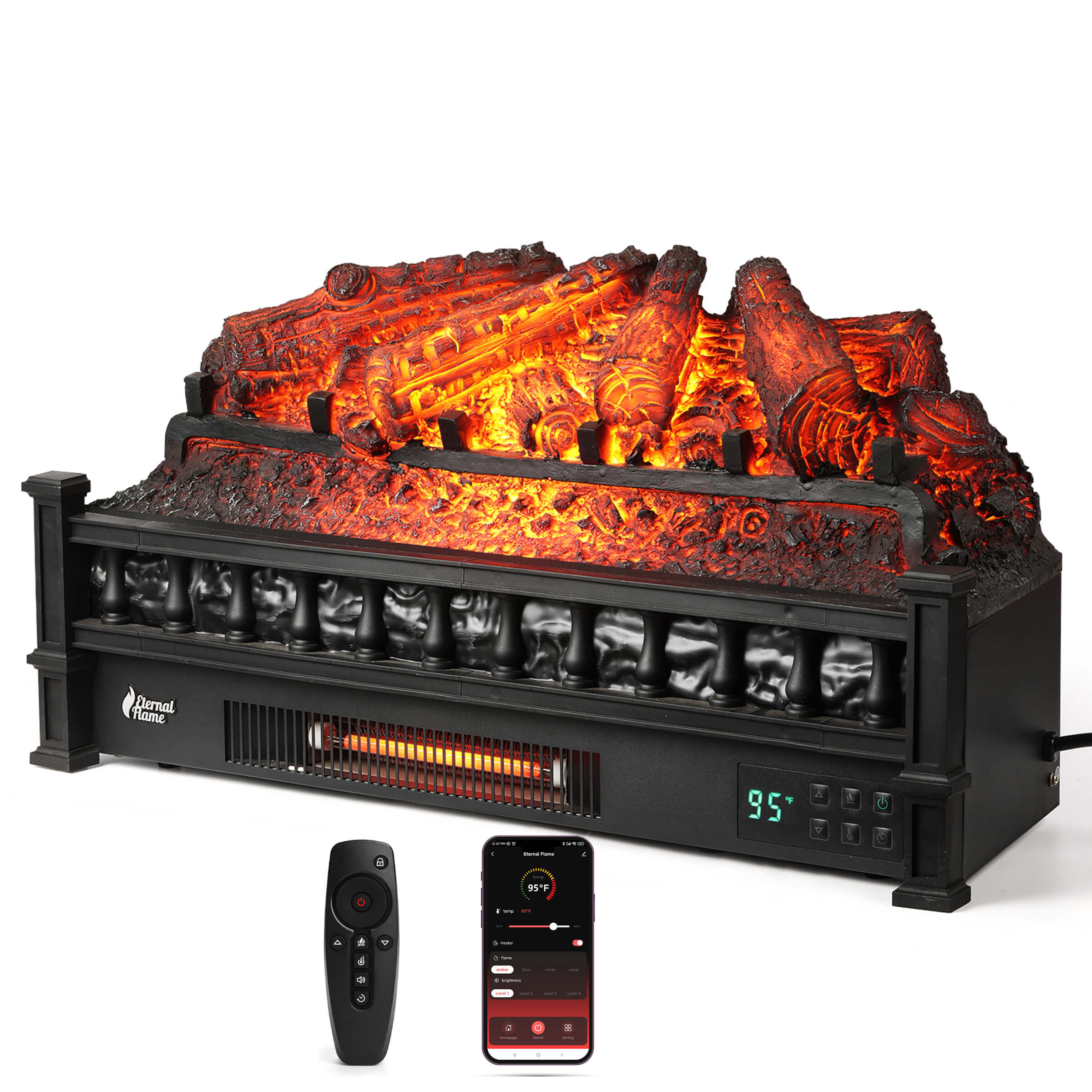 Eternal Flame EF26-PB Smart Electric Fireplace Logs, WiFi Enabled – TURBRO
