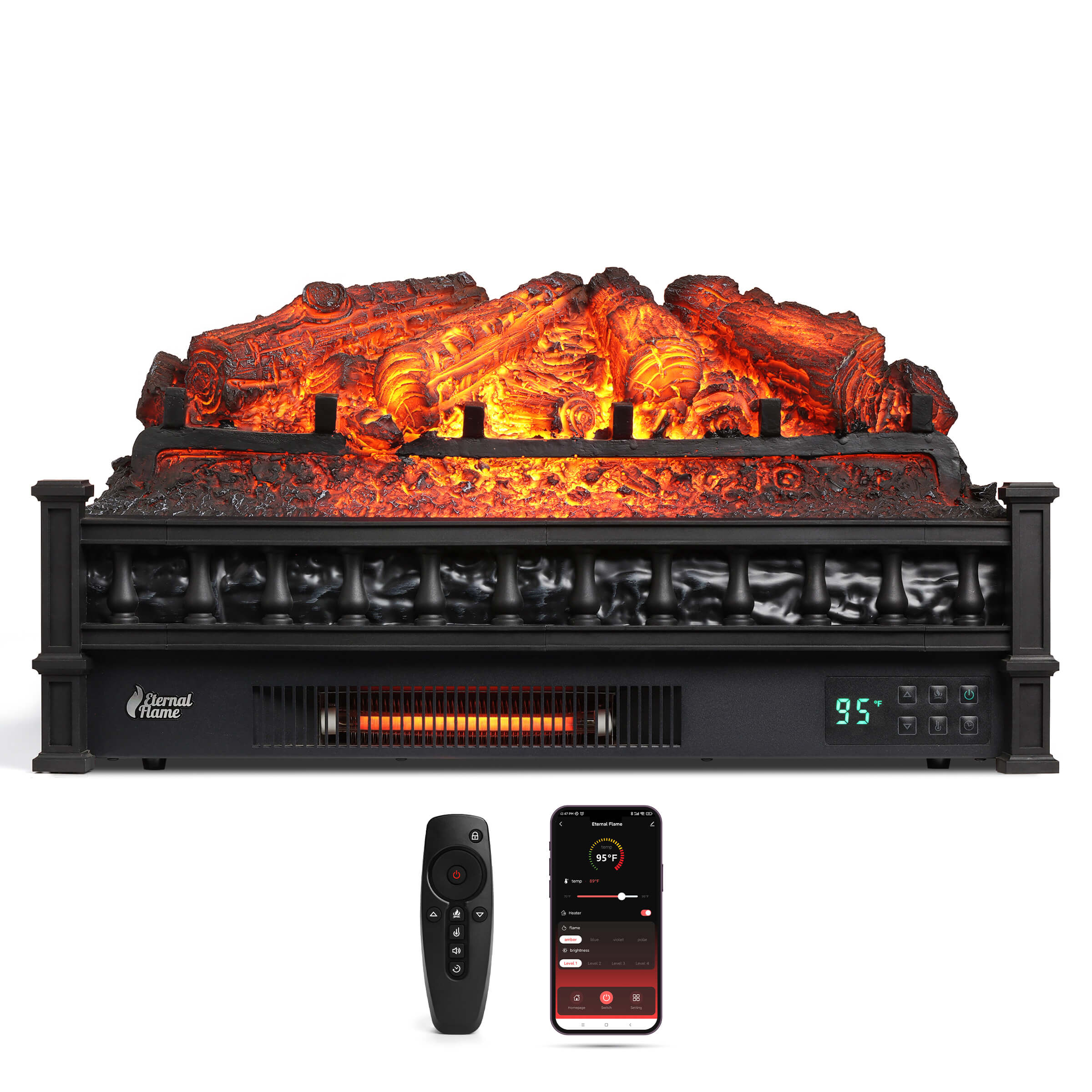 (Open Box) Eternal Flame EF26-PB Smart Electric Fireplace Logs, WiFi Enabled – TURBRO, view 2