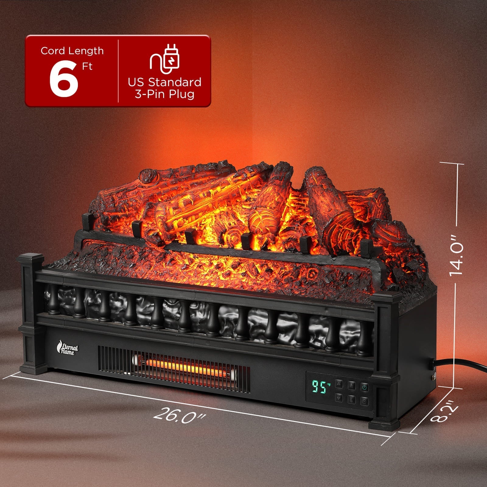 Eternal Flame EF26-PB Smart Electric Fireplace Logs, WiFi Enabled – TURBRO, view 6