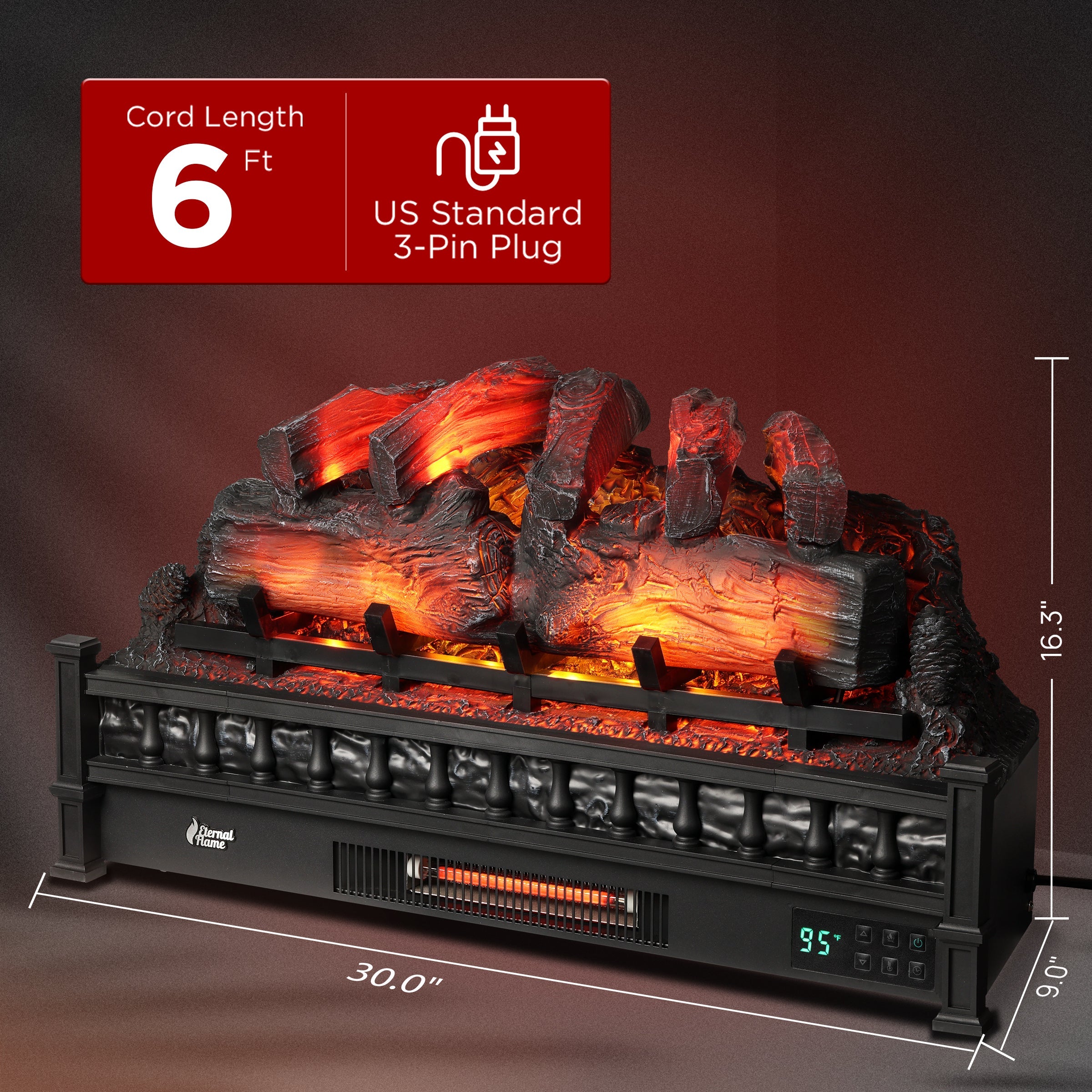 (Open Box) Eternal Flame EF30-PB Electric Fireplace Logs – TURBRO, view 6