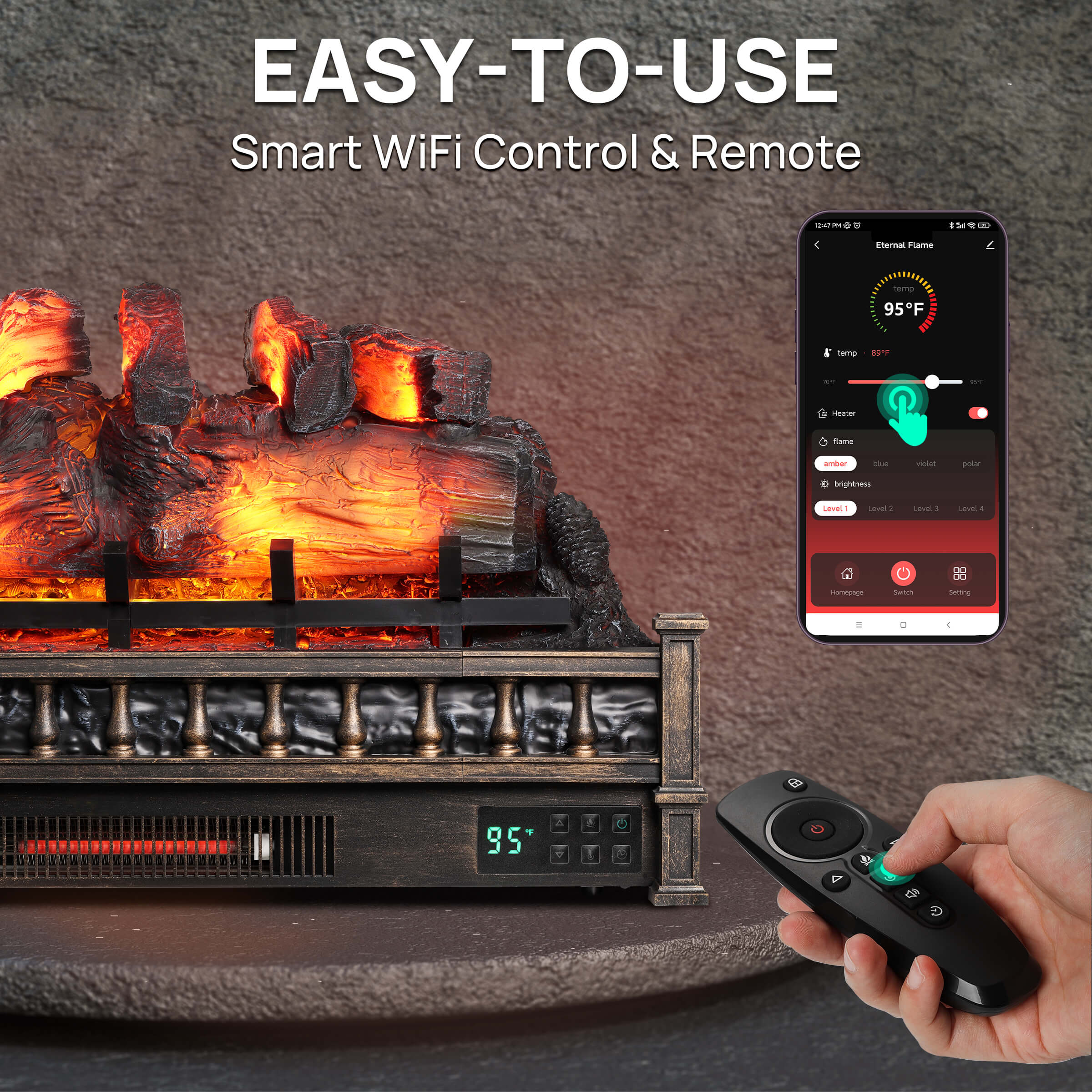 Eternal Flame EF30-PB Electric Fireplace Logs – TURBRO, view 11