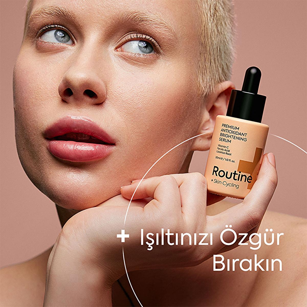 Routine+ Antioxidant Brightening Serum with 10% Vitamin C & 5% Ferulic Acid - Vegan Skincare for Brighter, Even-Toned Skin