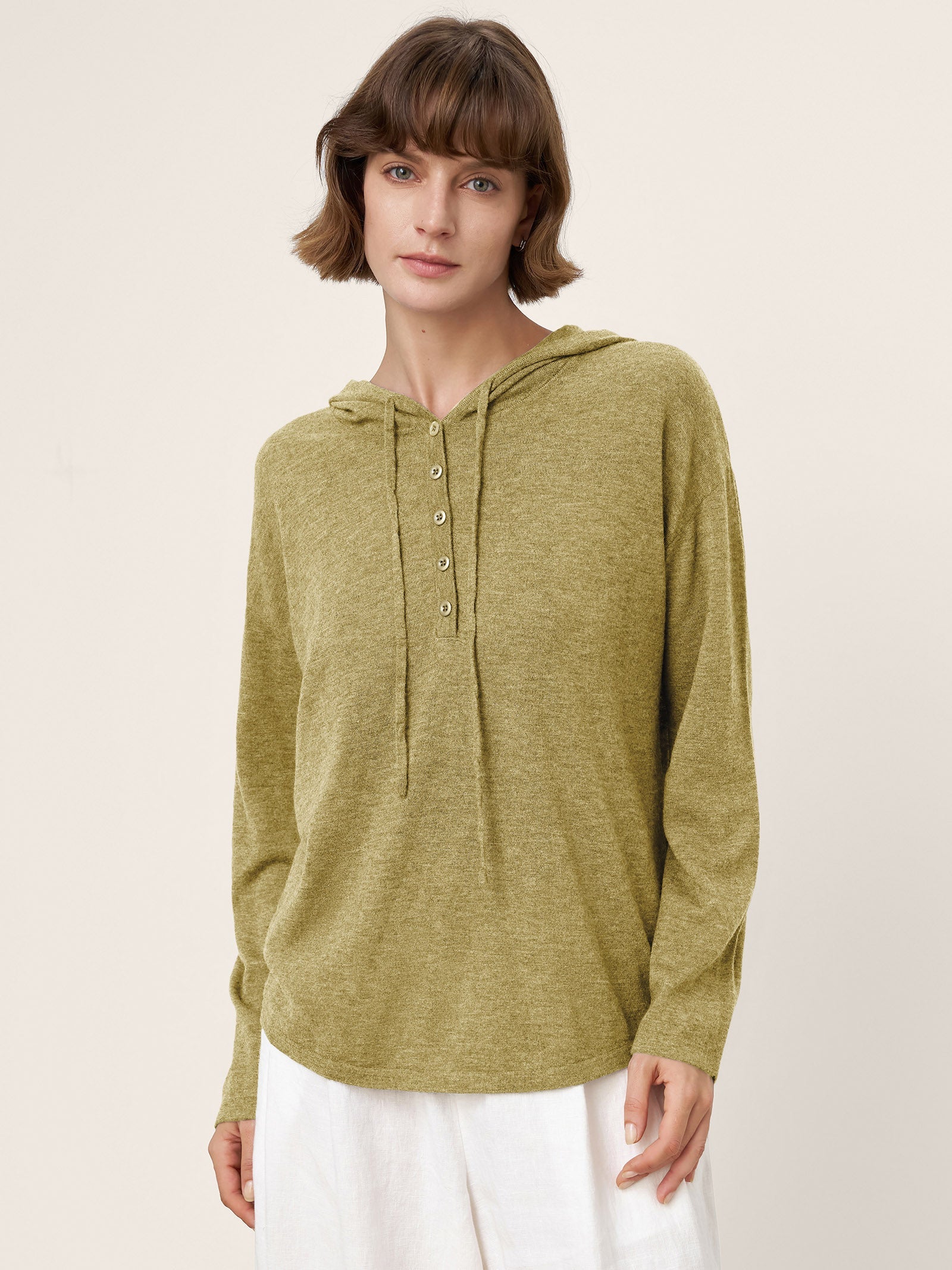 LINTICO 100% Extra-Fine Merino Wool Knit Hooded Sweatshirt SIA — flat-lay composition