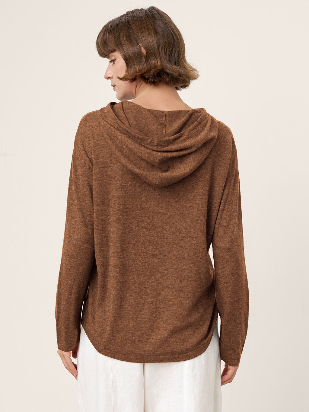 LINTICO 100% Extra-Fine Merino Wool Knit Hooded Sweatshirt SIA — back view