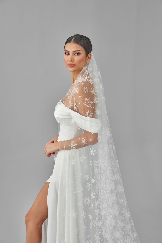 Winter Inspired Cathedral Wedding Veil – Bridal Port, view 5