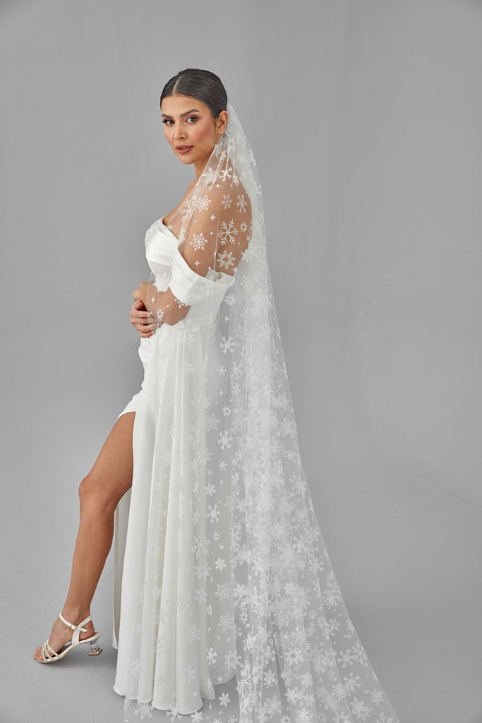Winter Inspired Cathedral Wedding Veil – Bridal Port, view 7
