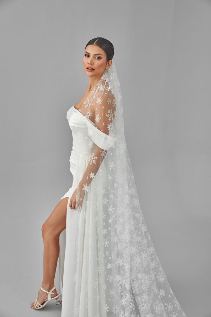 Winter Inspired Cathedral Wedding Veil – Bridal Port, view 8