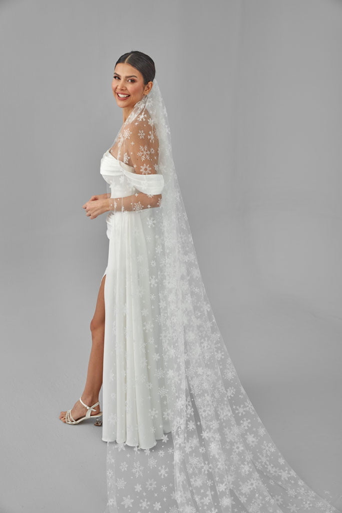 Winter Inspired Cathedral Wedding Veil – Bridal Port, view 9
