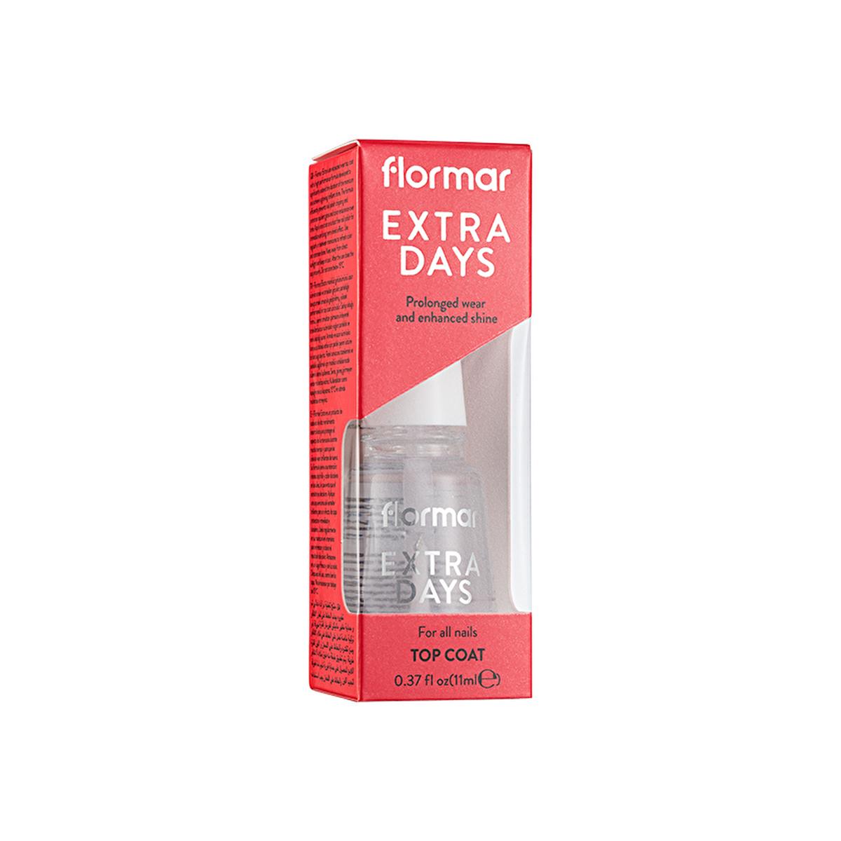 Flormar Extra Days Nail Polish Top Coat - Long-Lasting, Shiny Finish, Fast-Drying Nail Care