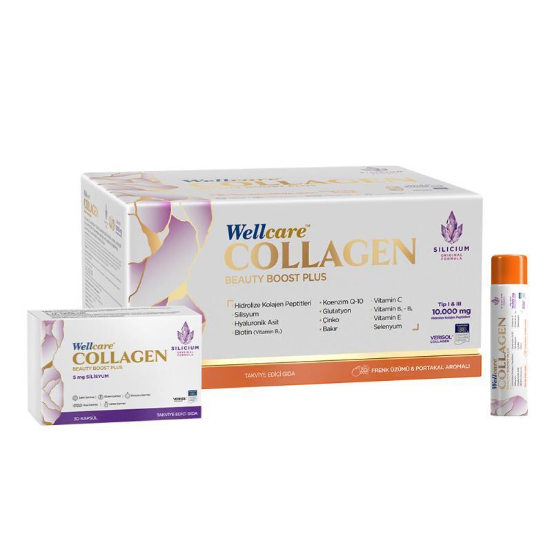 Wellcare Collagen Beauty Plus - Age-Defying Collagen Supplement with Hydrolyzed Collagen Peptides, Hyaluronic Acid & Coenzyme Q10 - 30 Tubes x 40ml