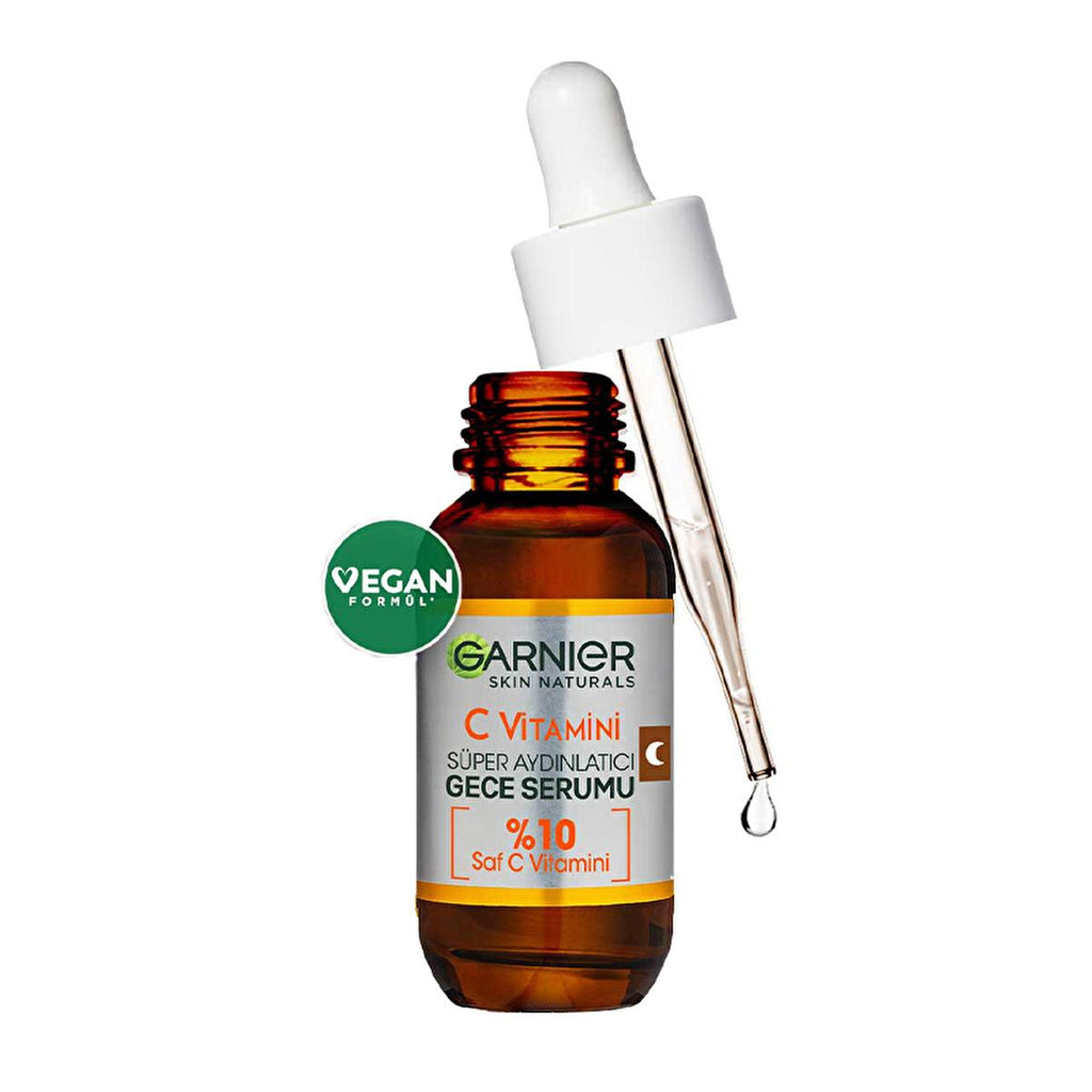 Garnier Vitamin C Face Serum - Brightening & Anti-aging Night Serum with Hyaluronic Acid