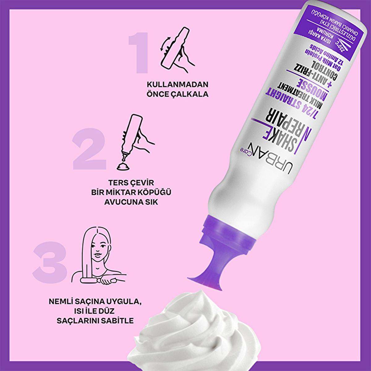 Urban Care Shake N Repair Hair Smoothing Foam - Vegan, Heat Protectant, Dermatologically Tested