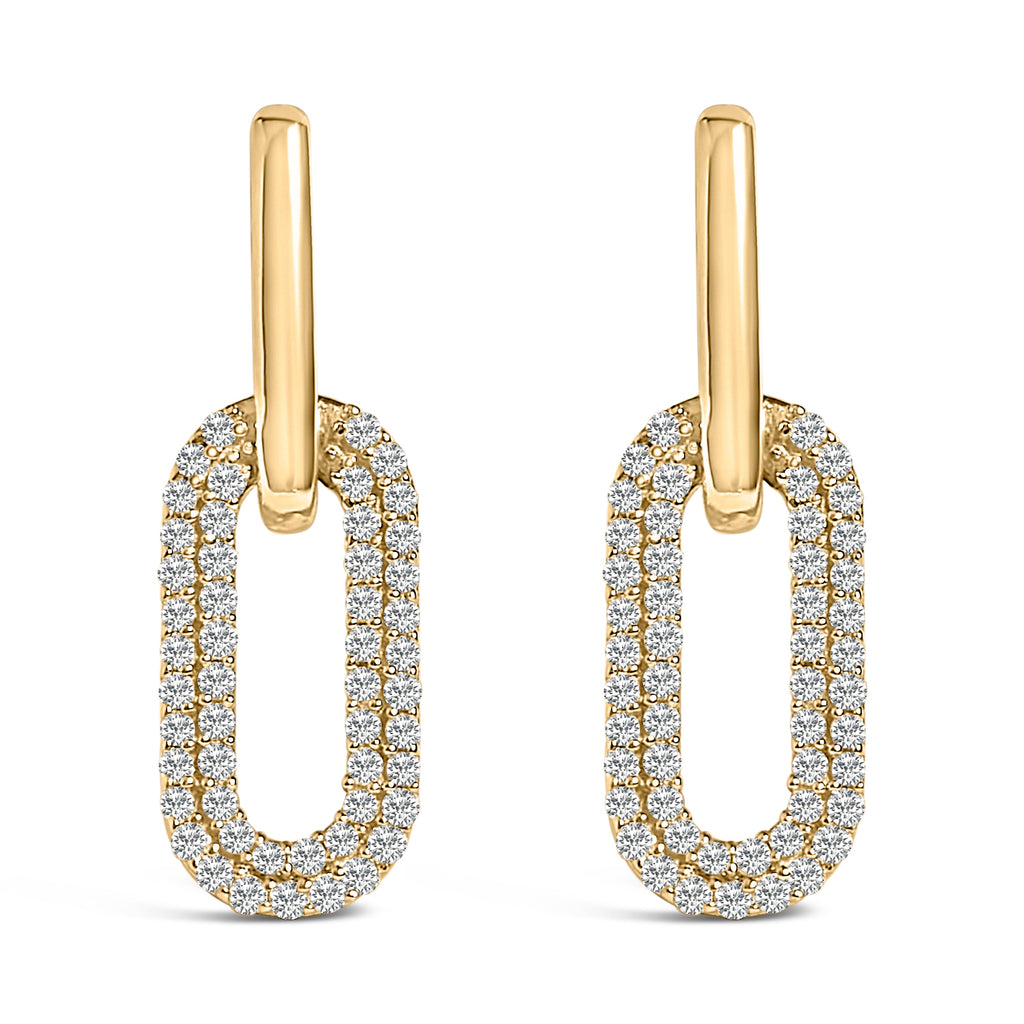 10K White Gold 1/2 Cttw Lab Grown Diamond Dangling Paperclip Drop Earrings