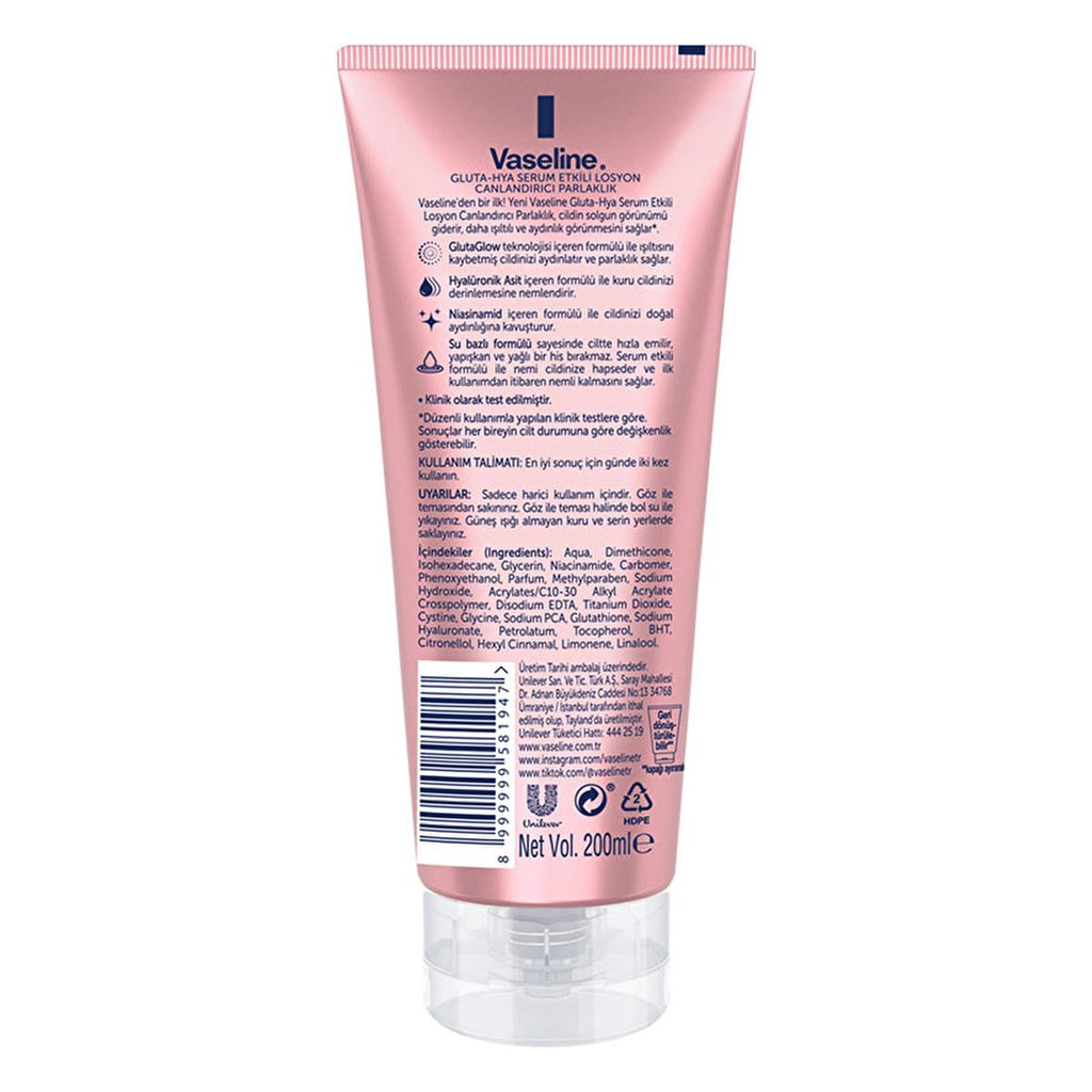Vaseline Gluta-Hya Serum Burst Revitalizing Body Lotion - Moisturizing Body Lotion with Hyaluronic Acid & GlutaGlow Technology