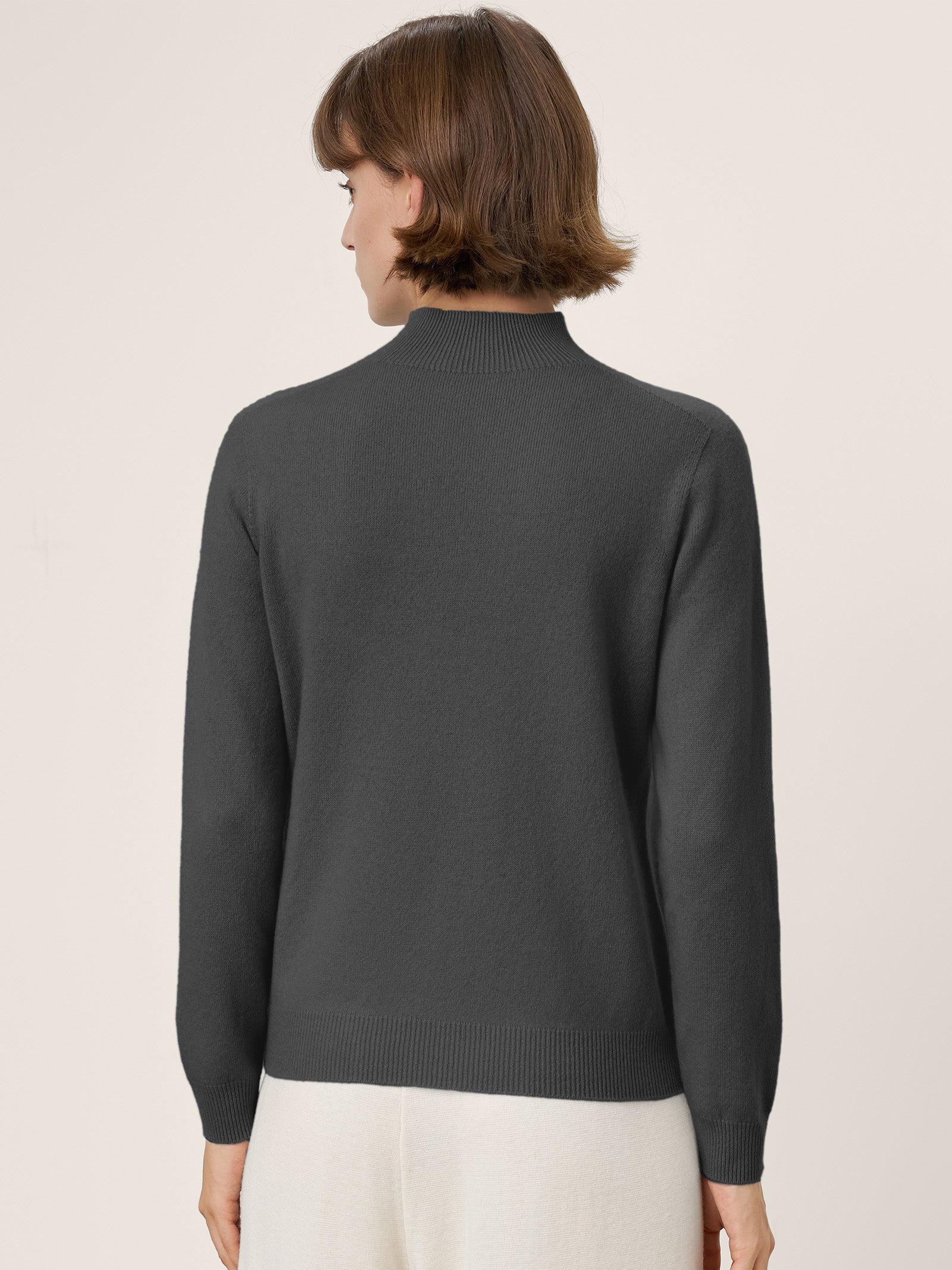 LINTICO Premium Cashmere Blend Hand-Finished Seamless Mock Neck Ribbed Sweater RHEA — alternative angle