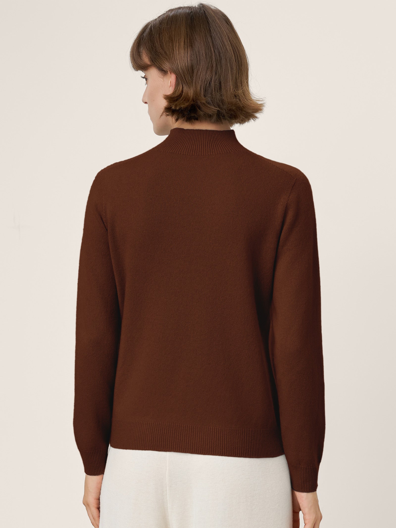 LINTICO Premium Cashmere Blend Hand-Finished Seamless Mock Neck Ribbed Sweater RHEA — size reference
