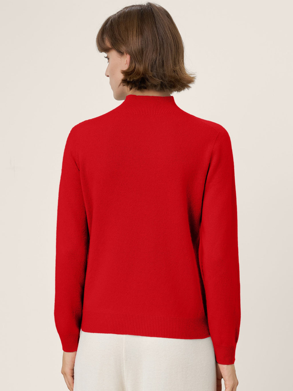 LINTICO Premium Cashmere Blend Hand-Finished Seamless Mock Neck Ribbed Sweater RHEA — feature highlight