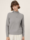 LINTICO Premium Cashmere Blend Hand-Finished Seamless Mock Neck Ribbed Sweater RHEA — product on model