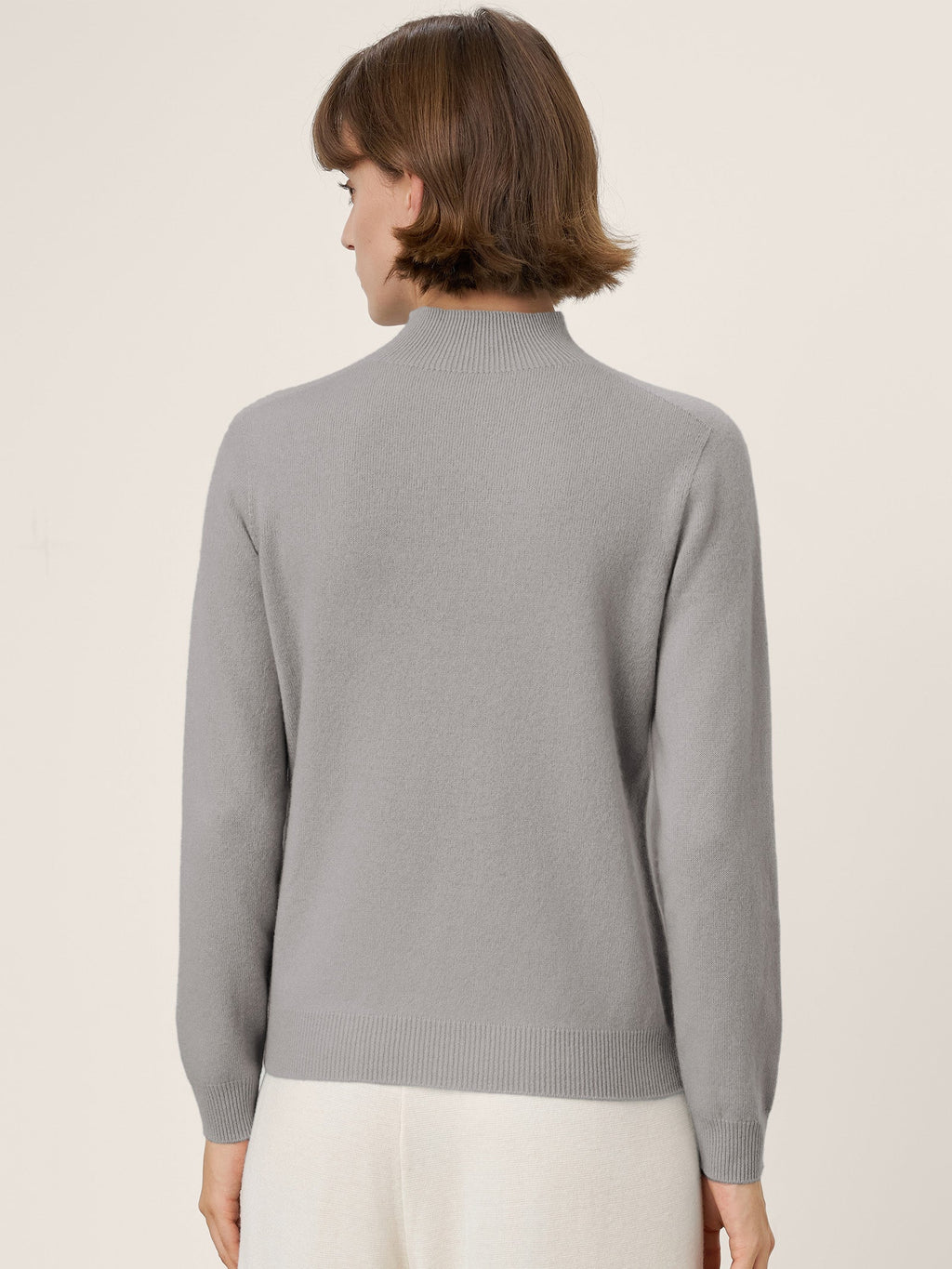 LINTICO Premium Cashmere Blend Hand-Finished Seamless Mock Neck Ribbed Sweater RHEA — flat-lay composition