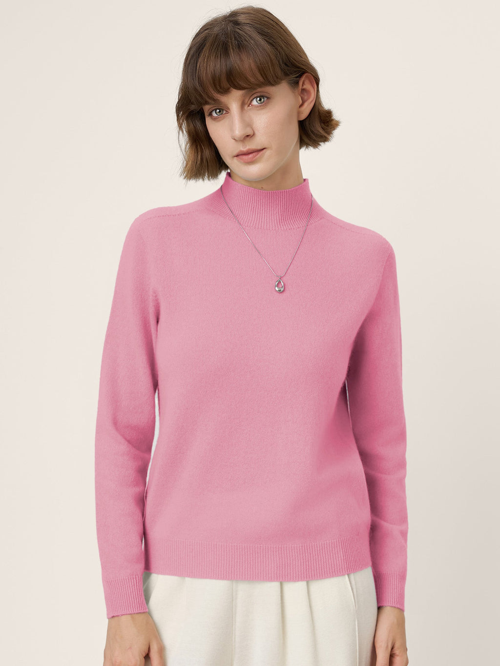 LINTICO Premium Cashmere Blend Hand-Finished Seamless Mock Neck Ribbed Sweater RHEA — comparison shot
