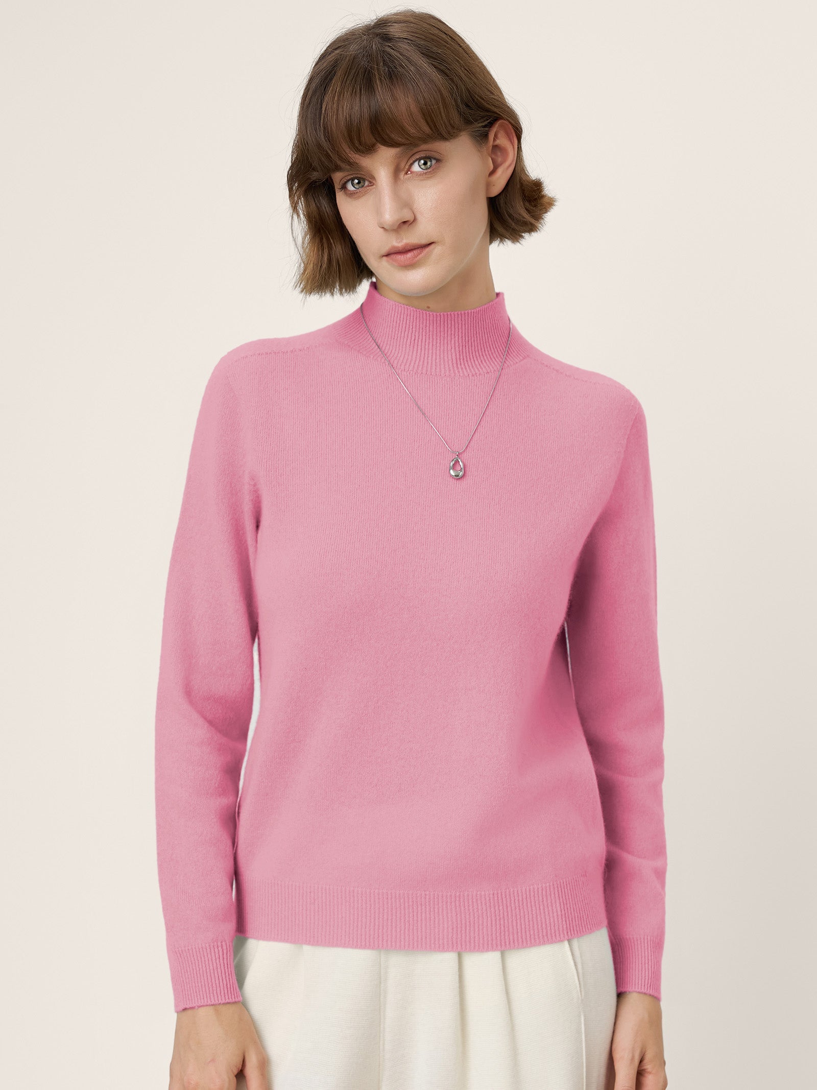 LINTICO Premium Cashmere Blend Hand-Finished Seamless Mock Neck Ribbed Sweater RHEA — comparison shot