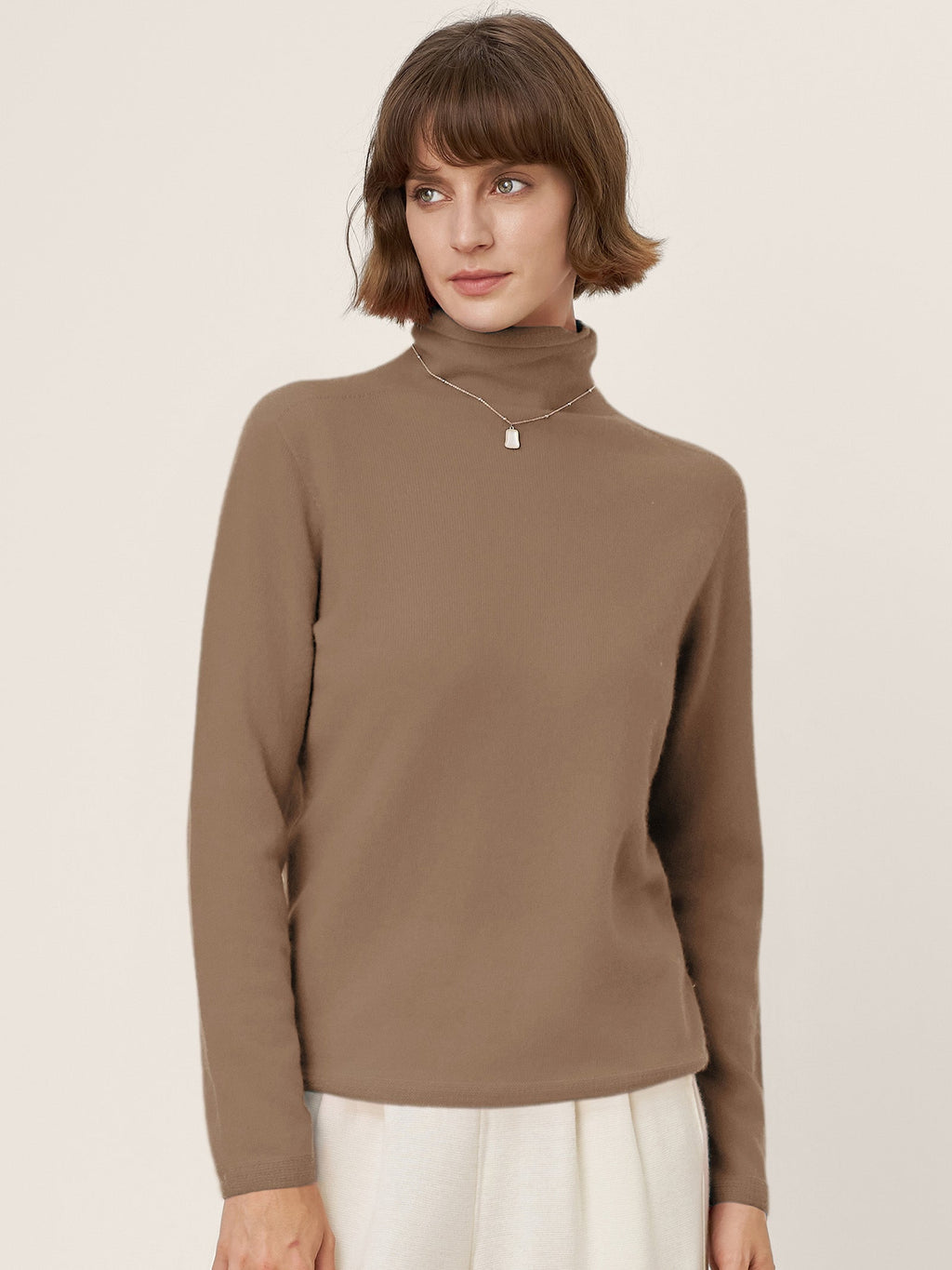 LINTICO Premium Cashmere Blend Hand-Finished Seamless Turtleneck Knit Top TOVE — main product shot