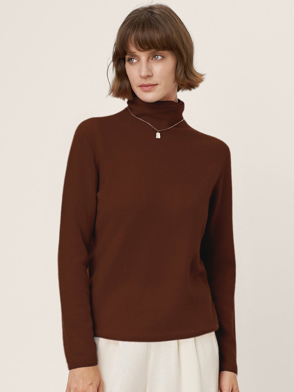 LINTICO Premium Cashmere Blend Hand-Finished Seamless Turtleneck Knit Top TOVE — lifestyle context