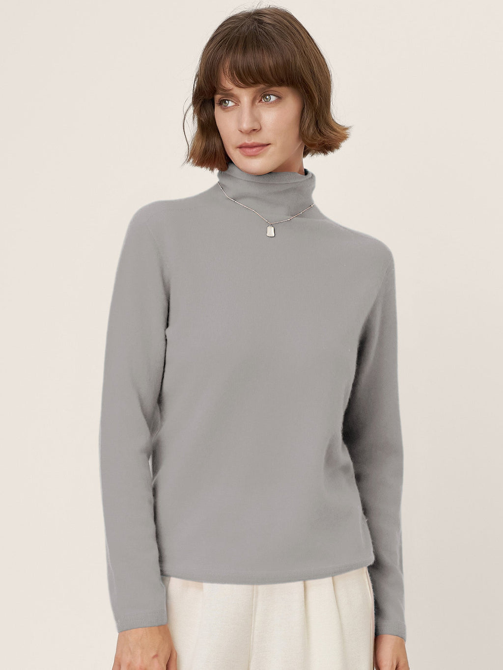 LINTICO Premium Cashmere Blend Hand-Finished Seamless Turtleneck Knit Top TOVE — back view