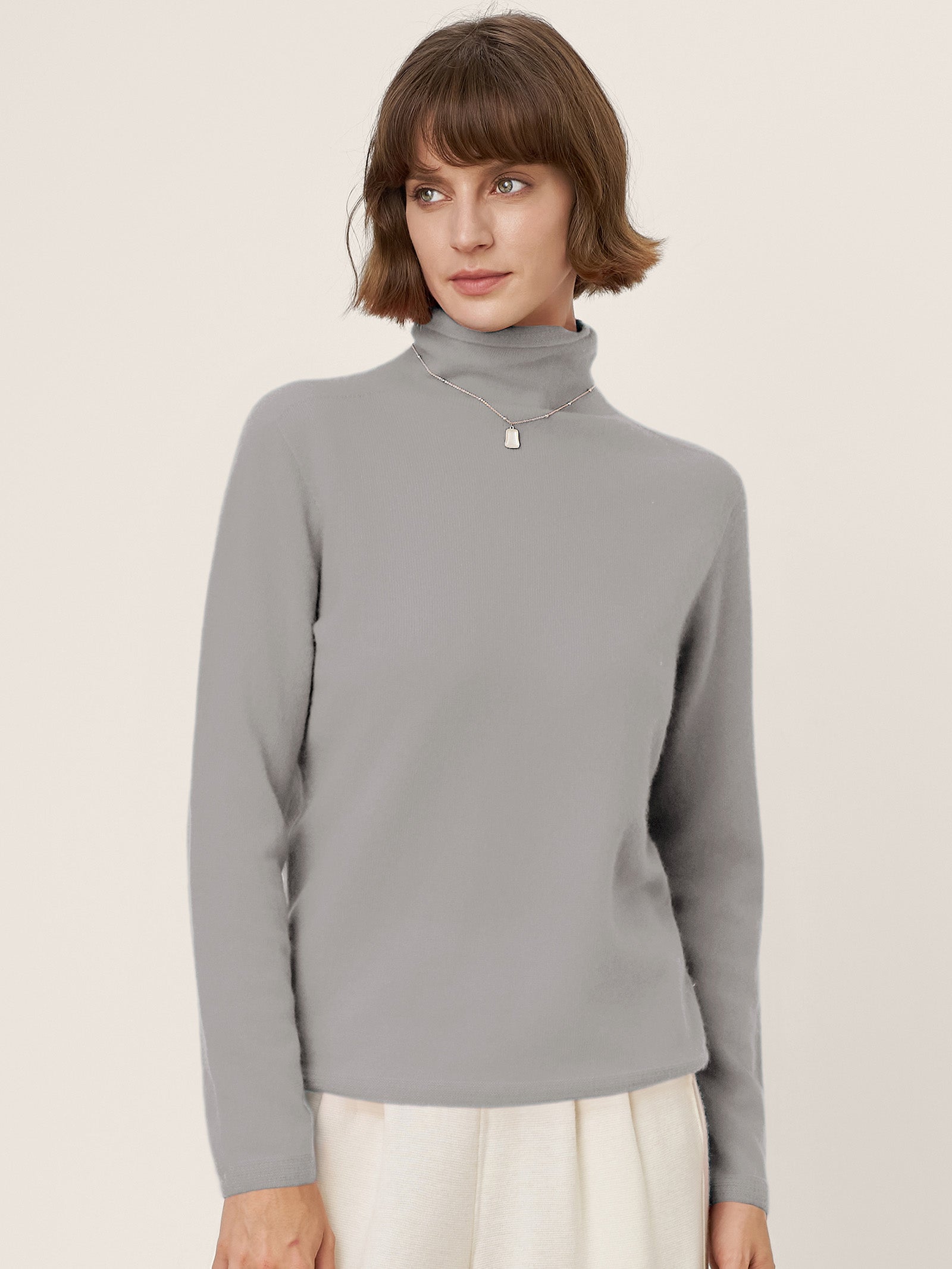 LINTICO Premium Cashmere Blend Hand-Finished Seamless Turtleneck Knit Top TOVE — back view