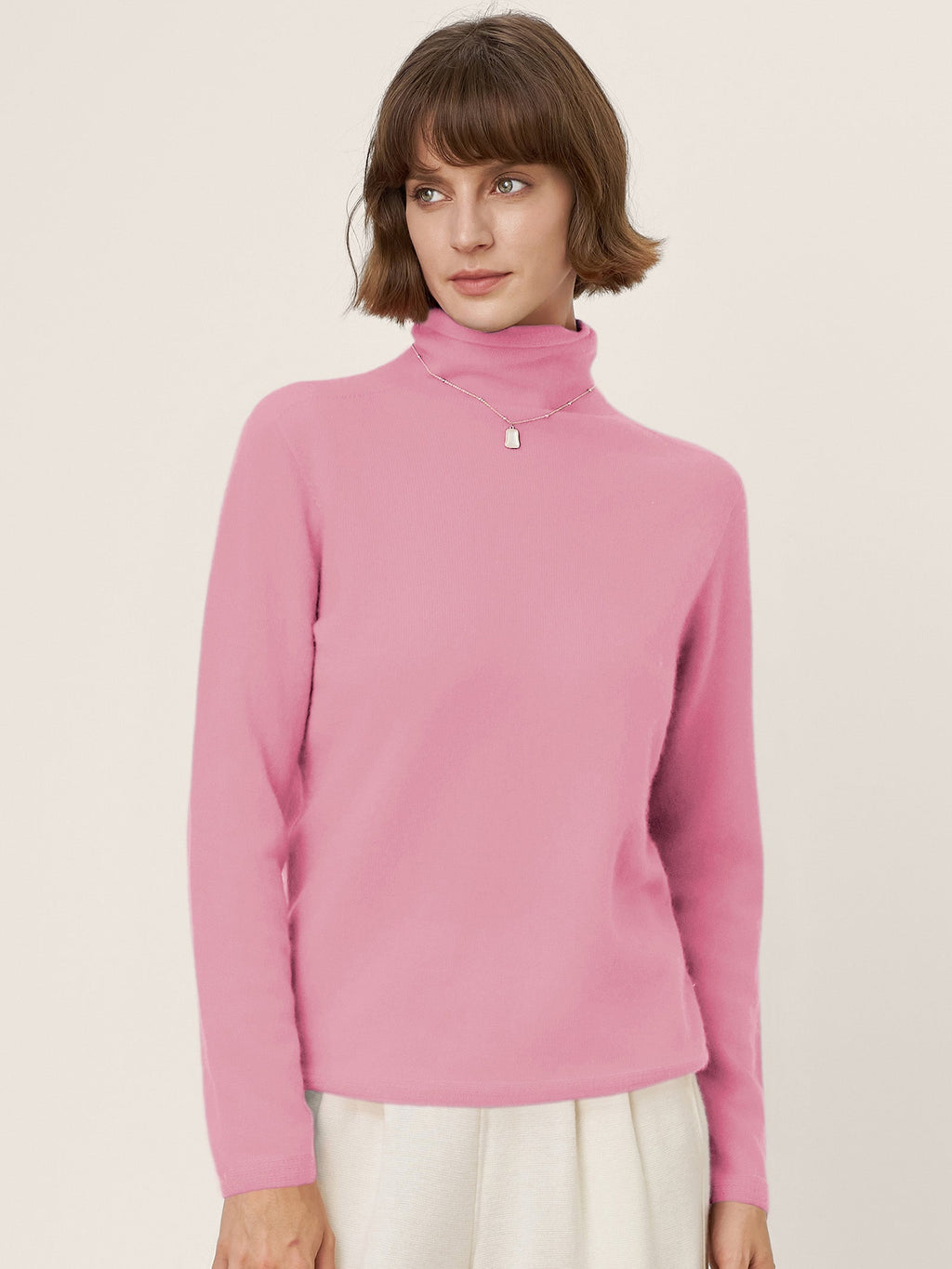 LINTICO Premium Cashmere Blend Hand-Finished Seamless Turtleneck Knit Top TOVE — comparison shot