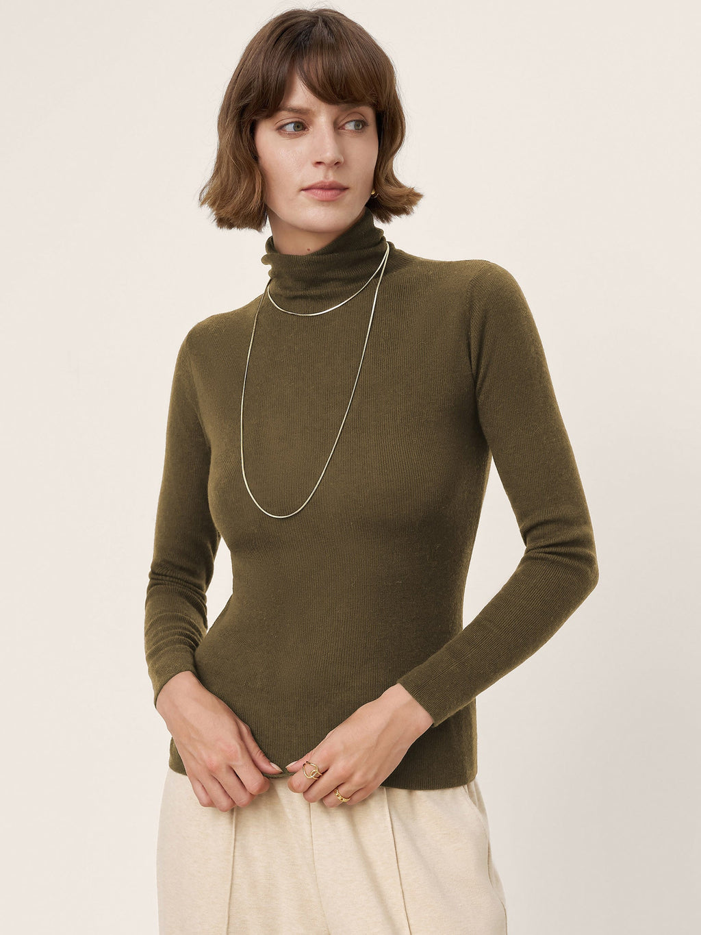 100% Extra-Fine Merino Wool Turtleneck Knit Sweater JOLENE