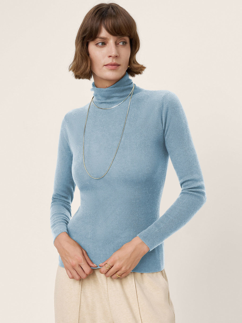 100% Extra-Fine Merino Wool Turtleneck Knit Sweater JOLENE